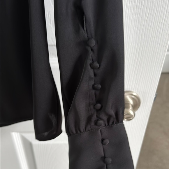 Express Black Long Sleeve Blouse with Rounded Neckline - Picture 3 of 5